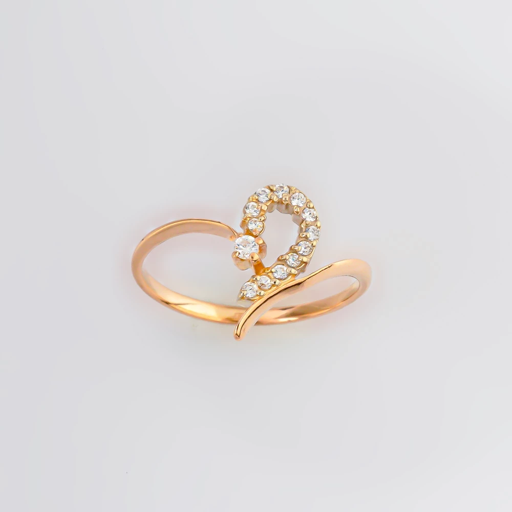 Кольцо с фианитом из красного золота 585 пробы