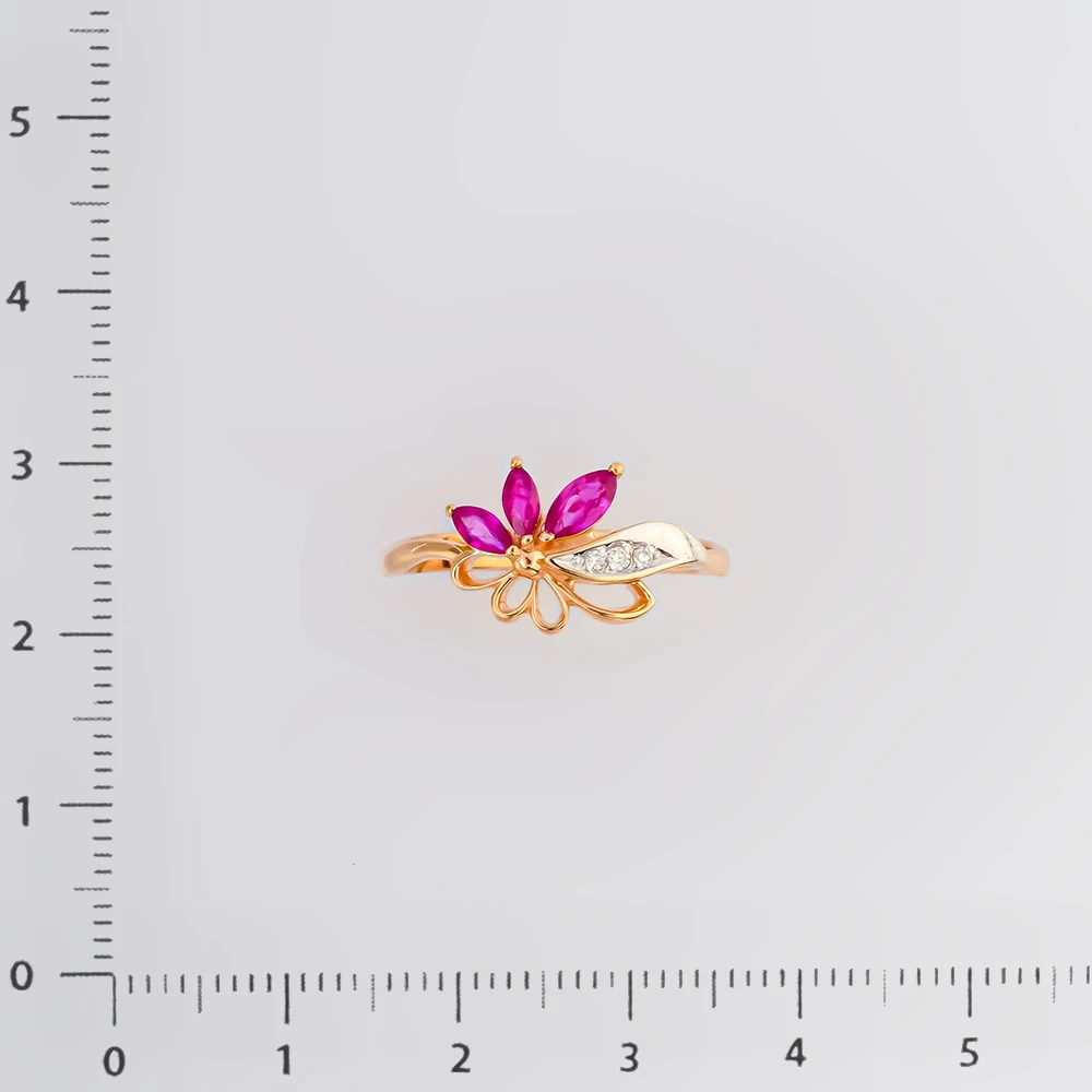 Кольцо с рубином из красного золота 585 пробы