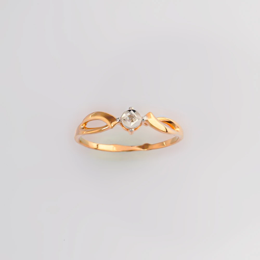 Кольцо с бриллиантом из красного золота 585 пробы