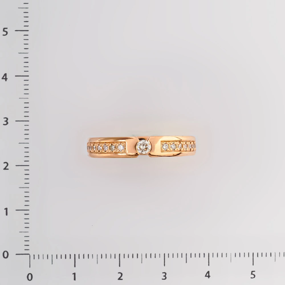 Кольцо с бриллиантом из красного золота 585 пробы