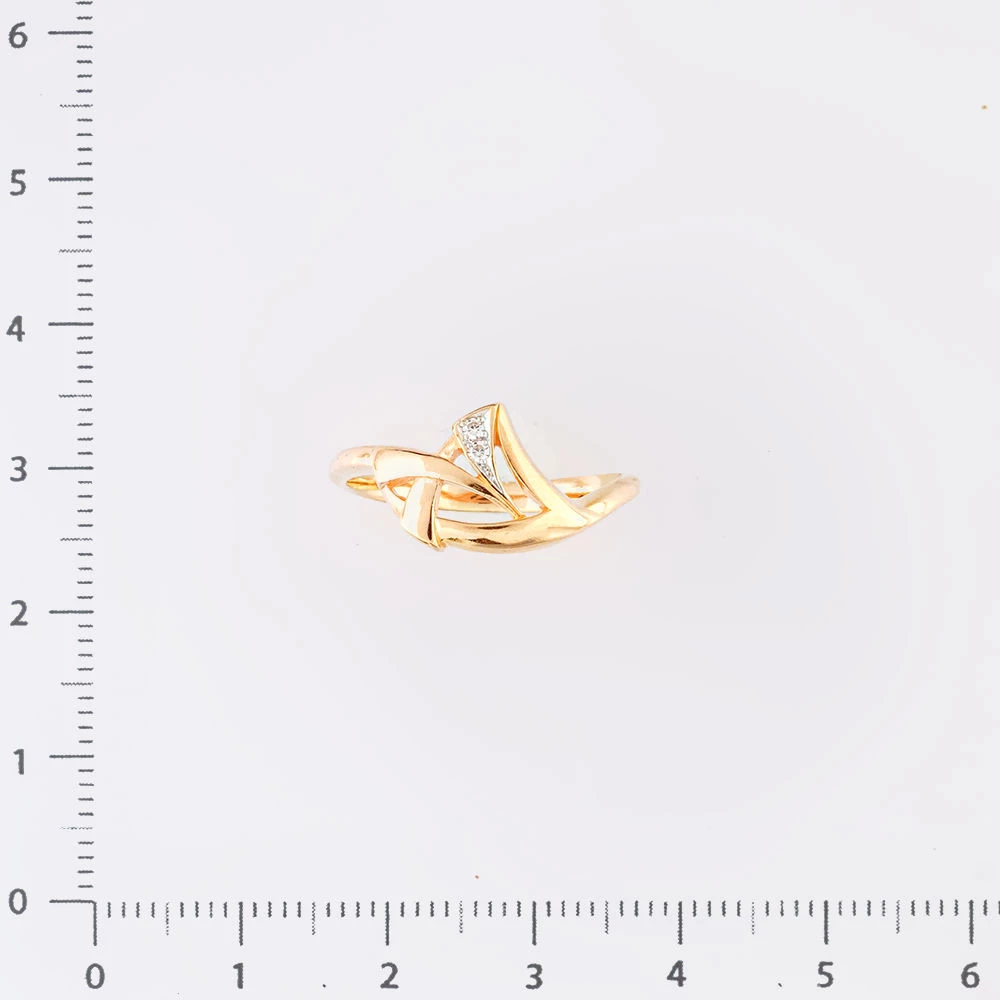 Кольцо с фианитом из красного золота 585 пробы