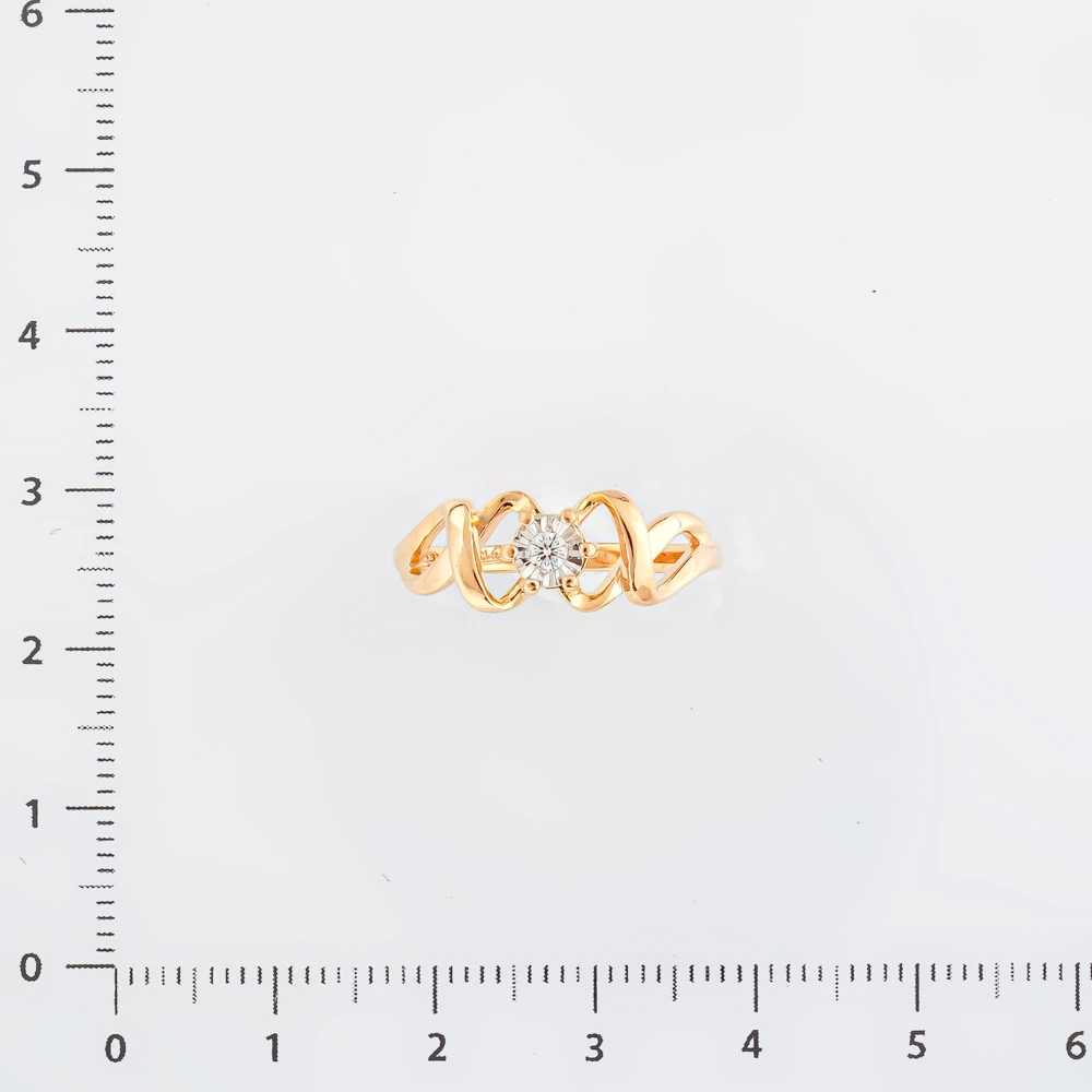 Кольцо с бриллиантом из красного золота 585 пробы