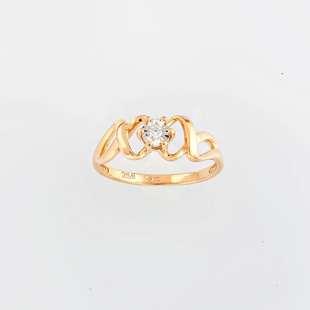 Кольцо с бриллиантом из красного золота 585 пробы