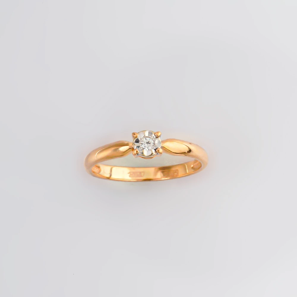 Кольцо с бриллиантом из красного золота 585 пробы