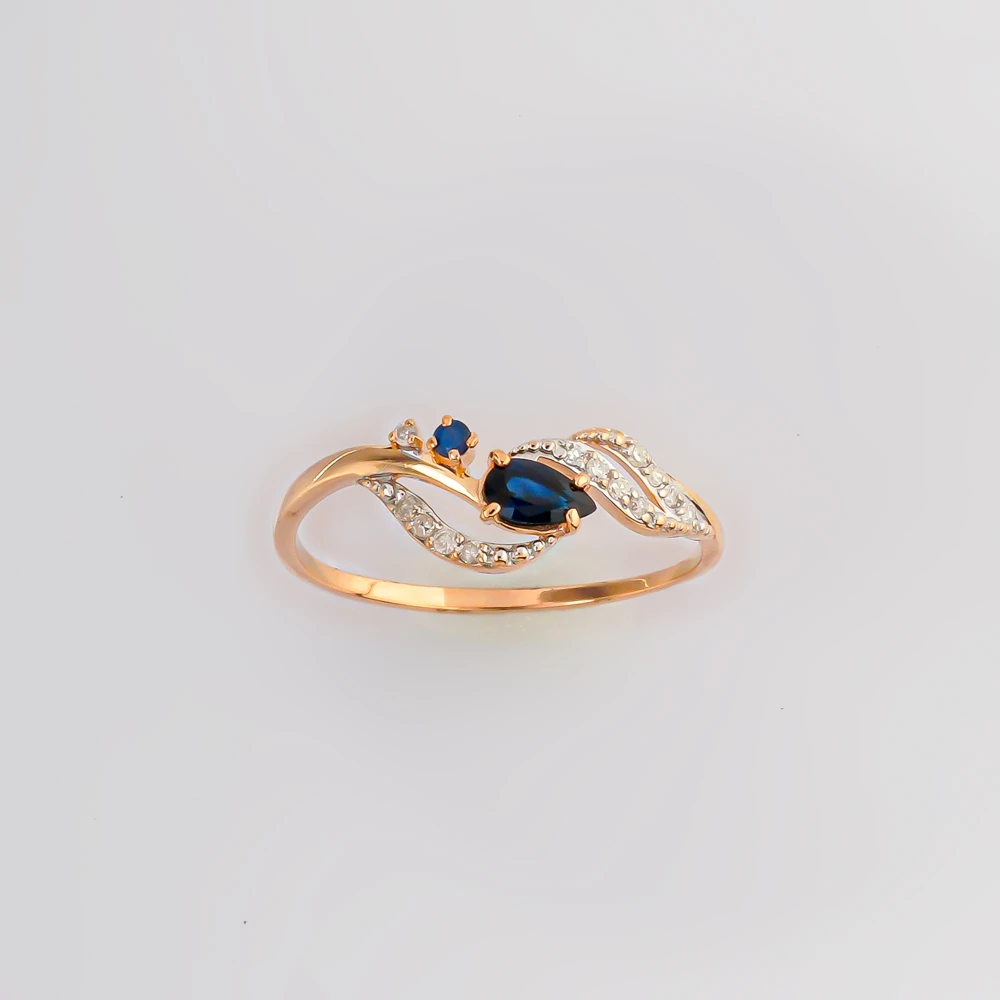 Кольцо с сапфиром из красного золота 585 пробы Кольцо с сапфиром из красного золота 585 пробы