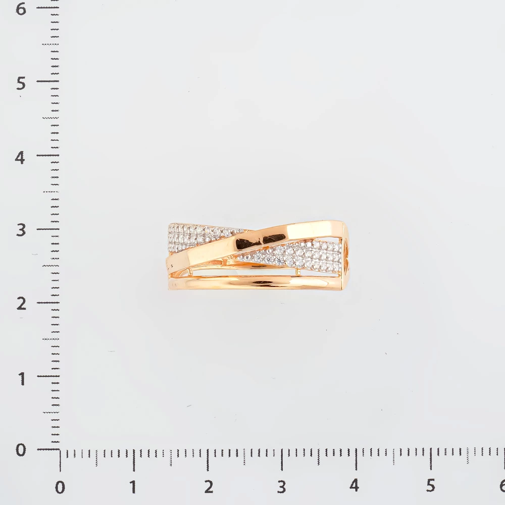 Кольцо с фианитом из красного золота 585 пробы