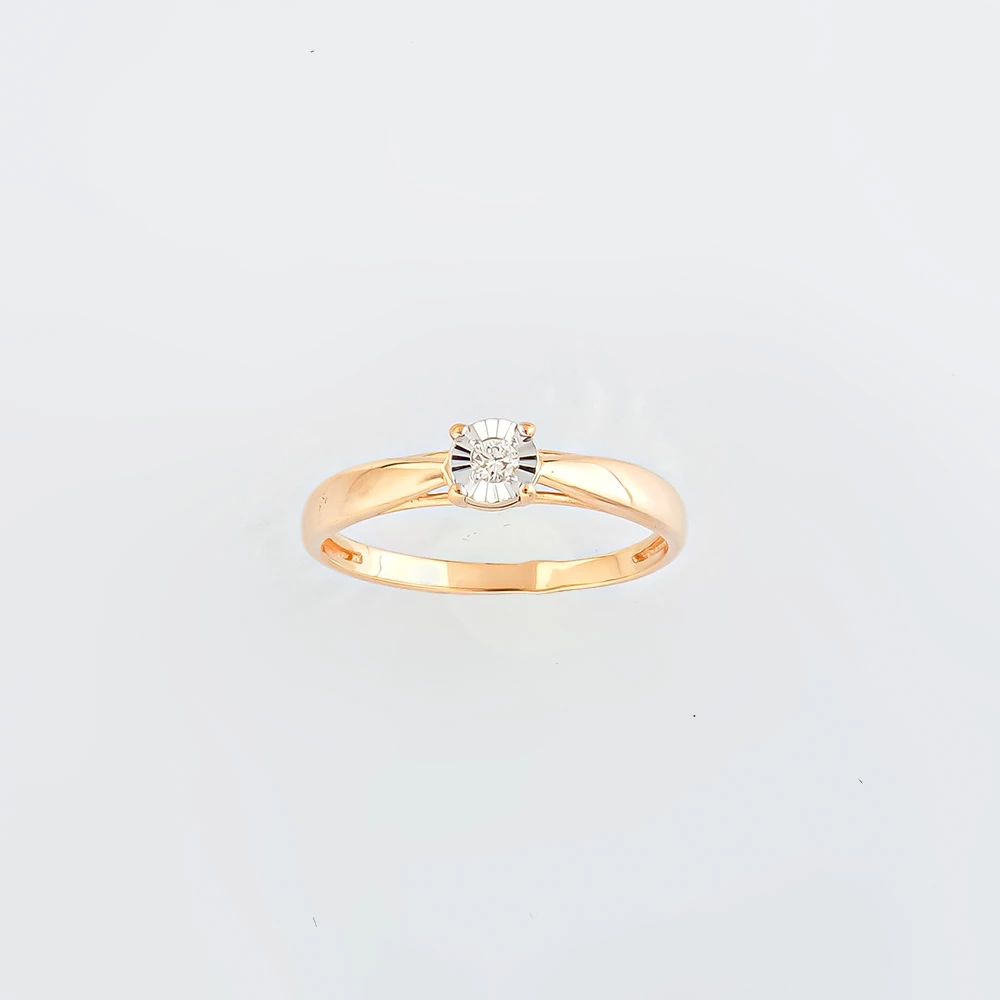 Кольцо с бриллиантом из красного золота 585 пробы