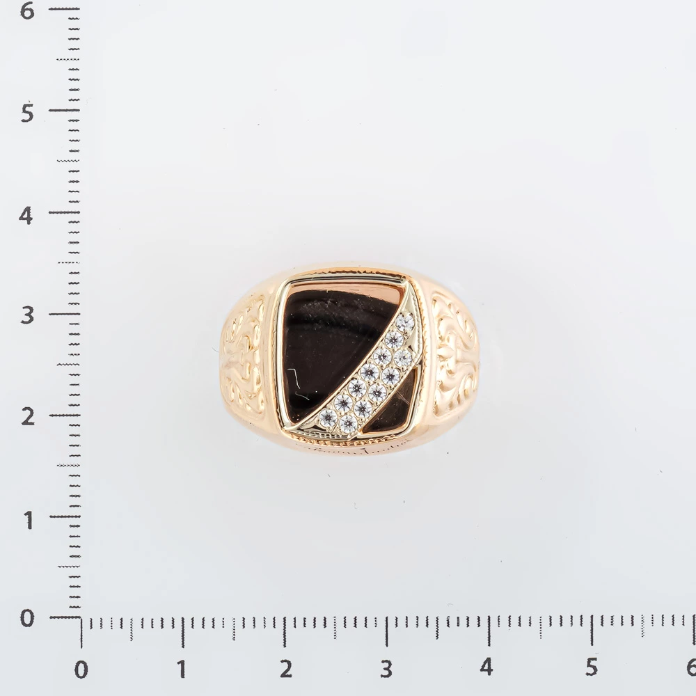 Кольцо с фианитом из красного золота 585 пробы