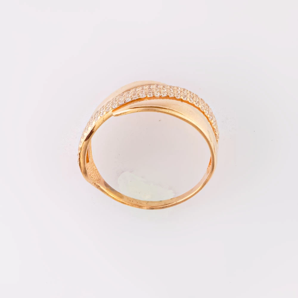 Кольцо с фианитом из желтого золота 585 пробы