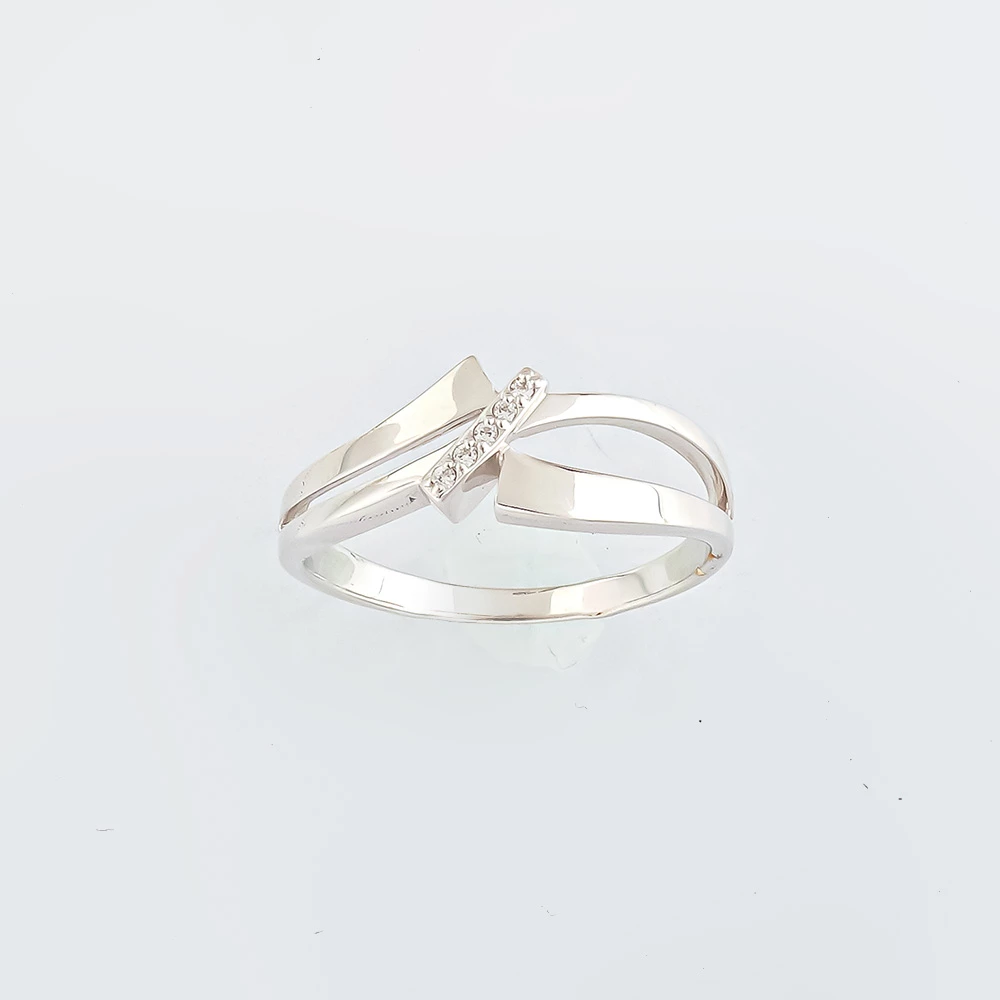 Кольцо с фианитом из белого золота 585 пробы