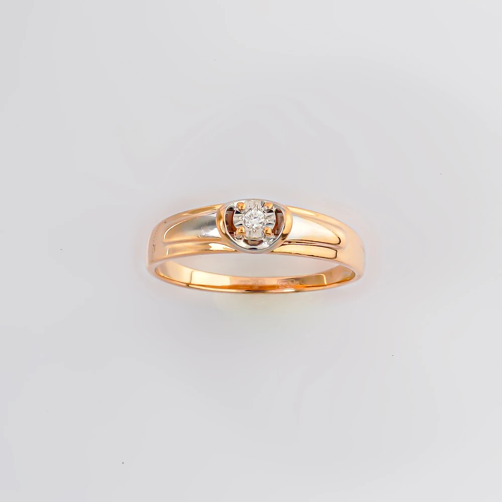 Кольцо с бриллиантом из красного золота 585 пробы