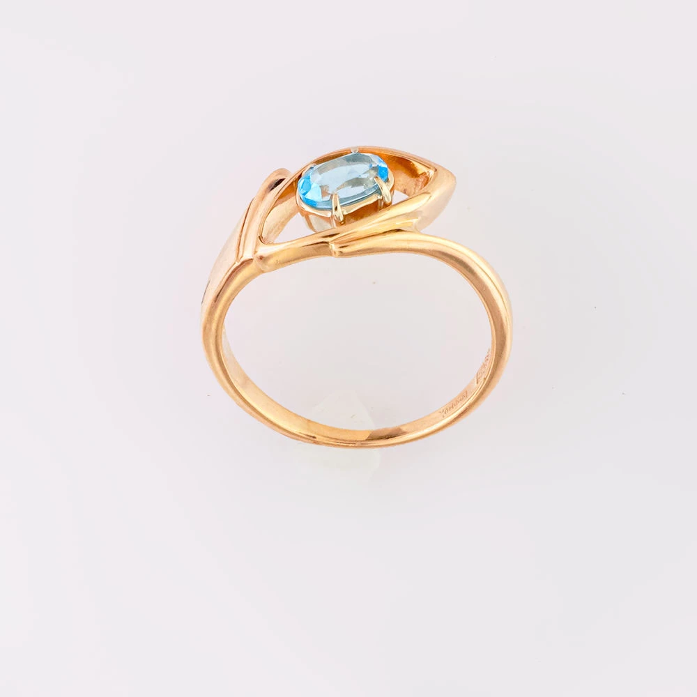 Кольцо с топазом из красного золота 585 пробы