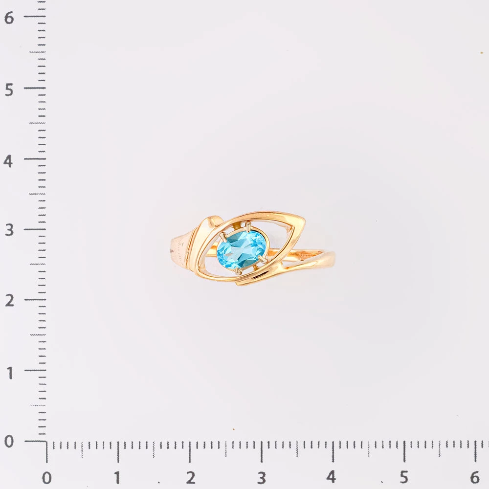 Кольцо с топазом из красного золота 585 пробы