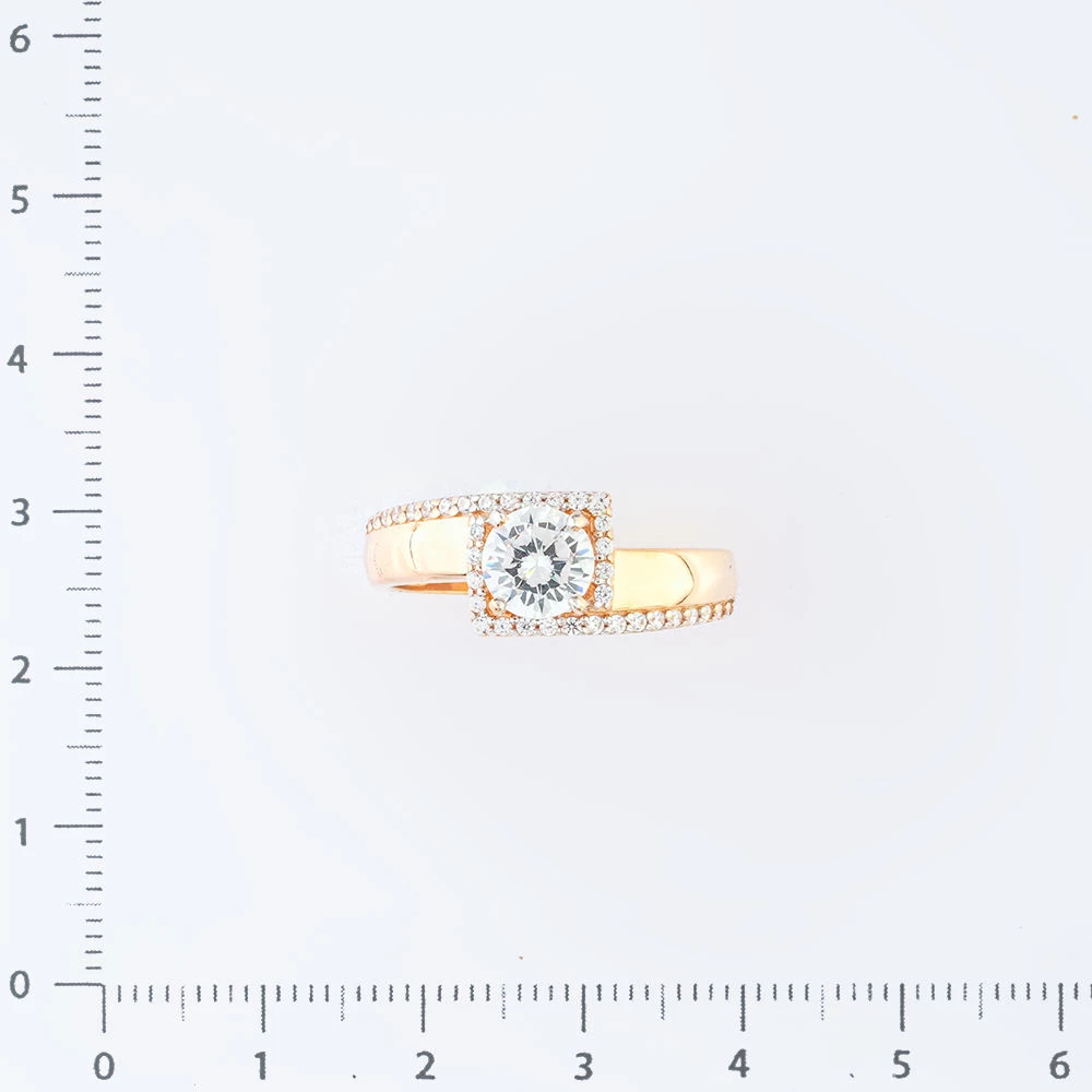 Кольцо с фианитом из красного золота 585 пробы