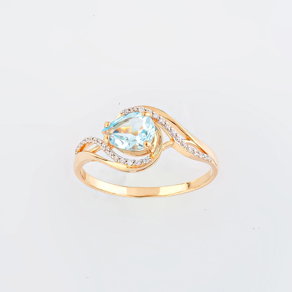 Кольцо с топазом из красного золота 585 пробы 1