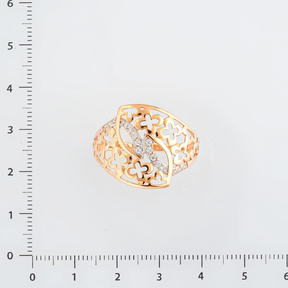 Кольцо с фианитом из красного золота 585 пробы