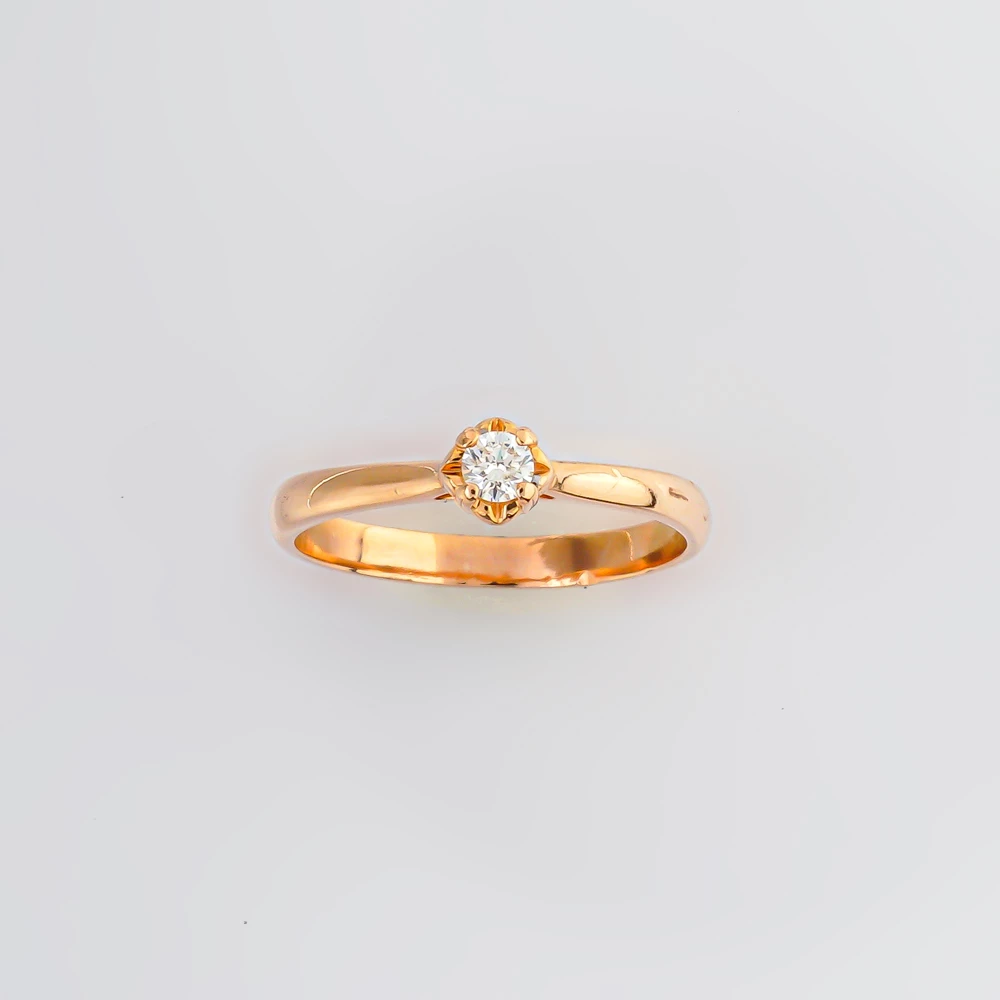 Кольцо с бриллиантом из красного золота 585 пробы