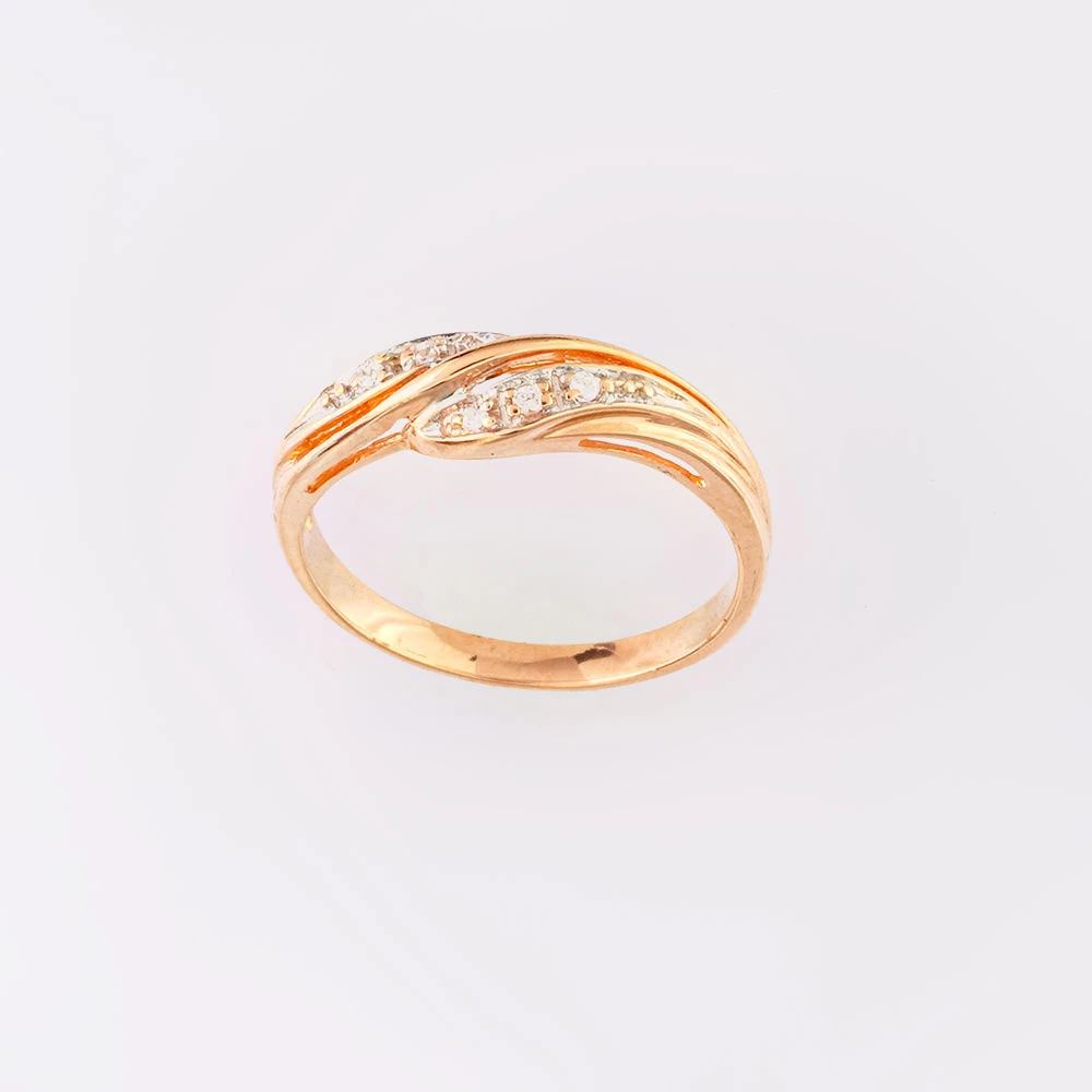 Кольцо с фианитом из красного золота 585 пробы