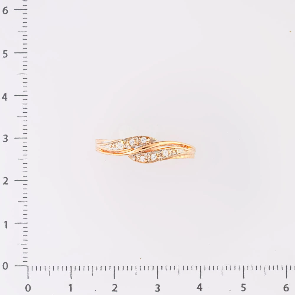 Кольцо с фианитом из красного золота 585 пробы