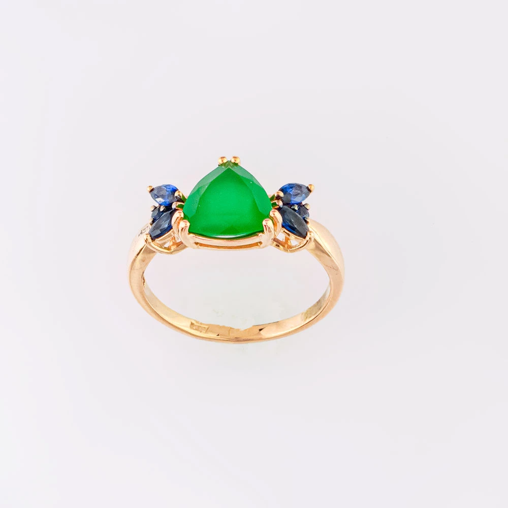 Кольцо с агатом из красного золота 585 пробы