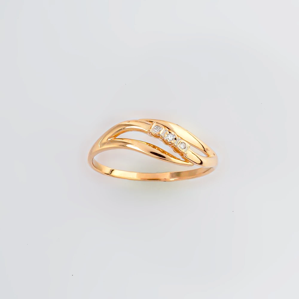 Кольцо с бриллиантом из красного золота 585 пробы