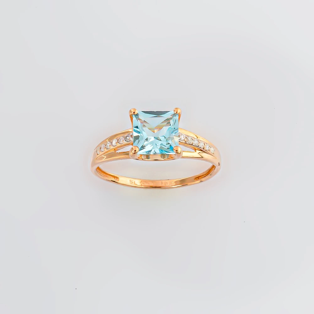 Кольцо с топазом из красного золота 585 пробы