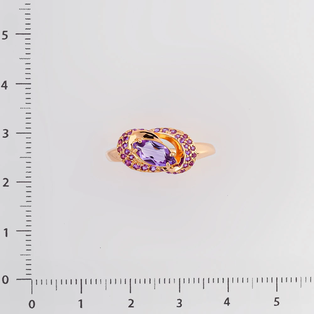 Кольцо с аметистом из красного золота 585 пробы