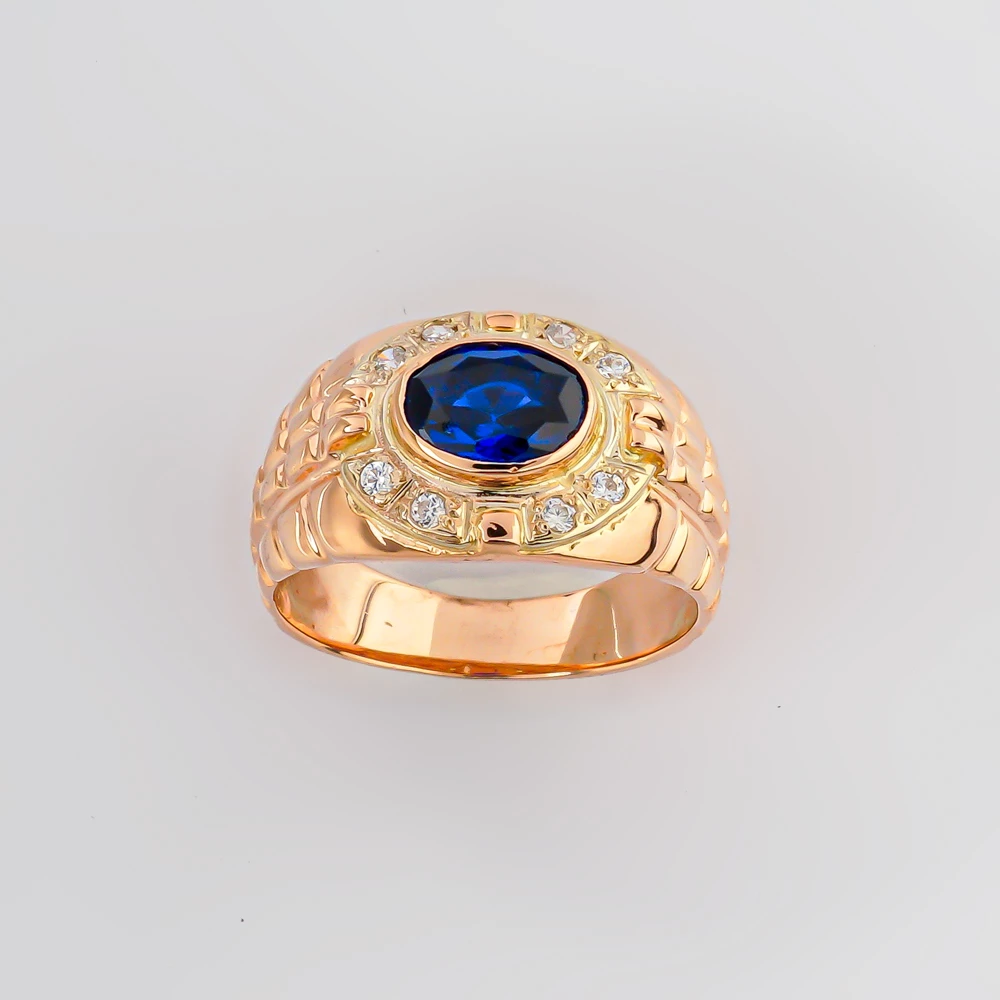 Кольцо с фианитом из красного золота 585 пробы