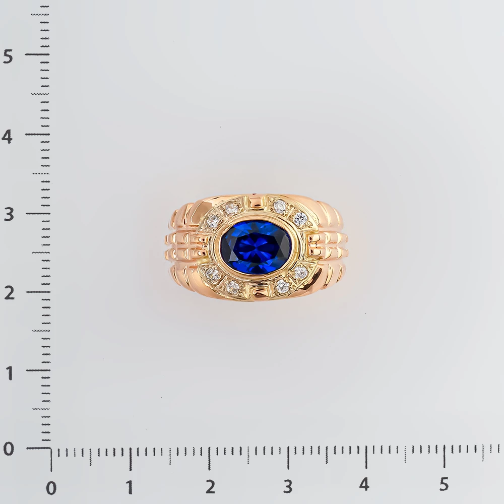 Кольцо с фианитом из красного золота 585 пробы