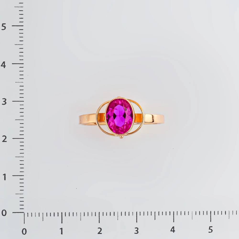 Кольцо с фианитом из красного золота 583 пробы