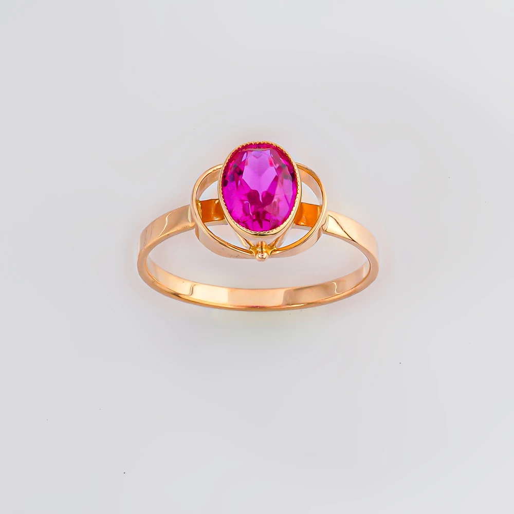 Кольцо с фианитом из красного золота 583 пробы