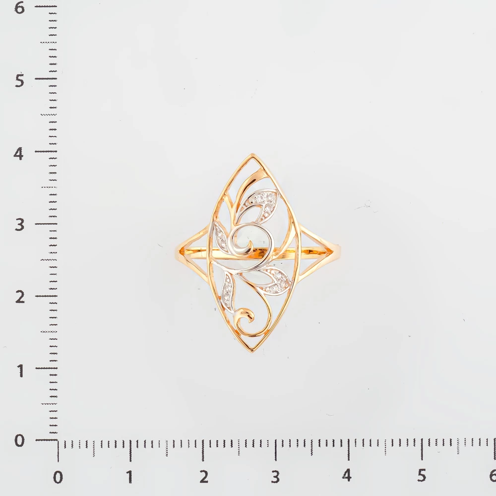 Кольцо с фианитом из красного золота 585 пробы