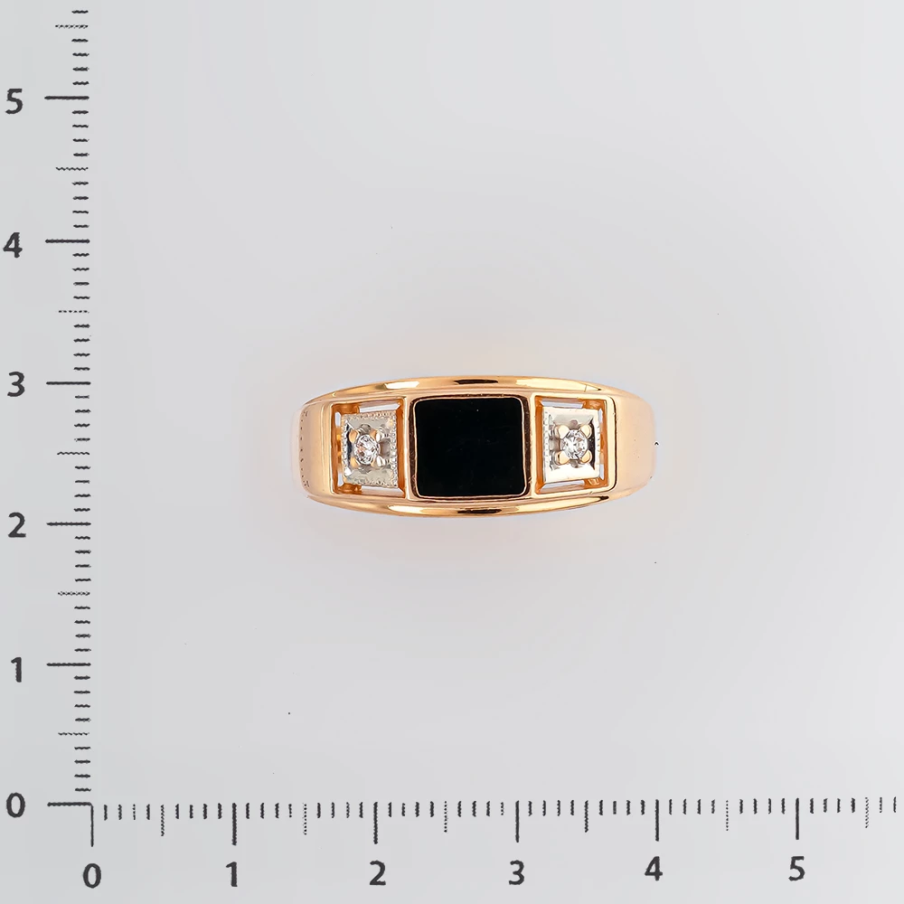 Кольцо с эмалью из красного золота 585 пробы