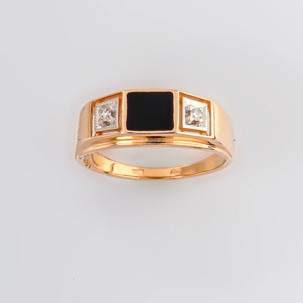 Кольцо с эмалью из красного золота 585 пробы