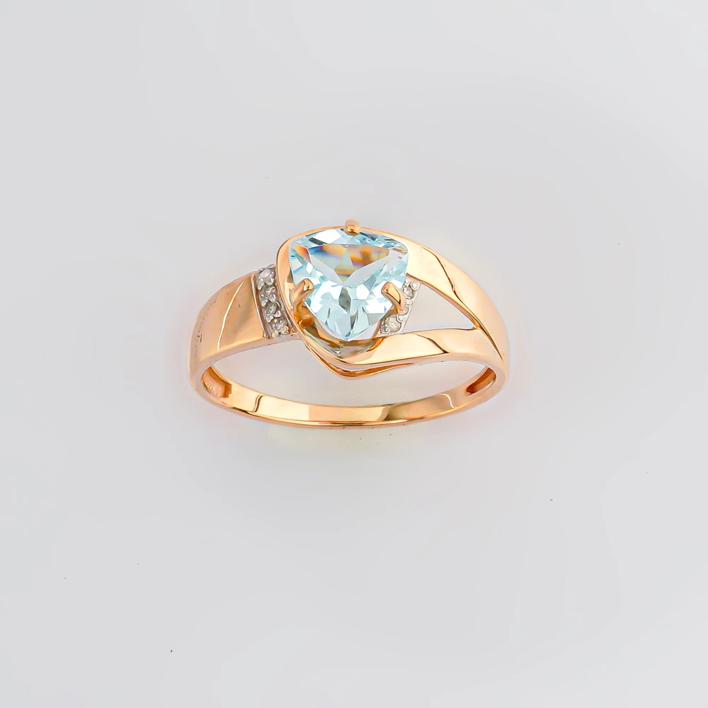 Кольцо с топазом из красного золота 585 пробы