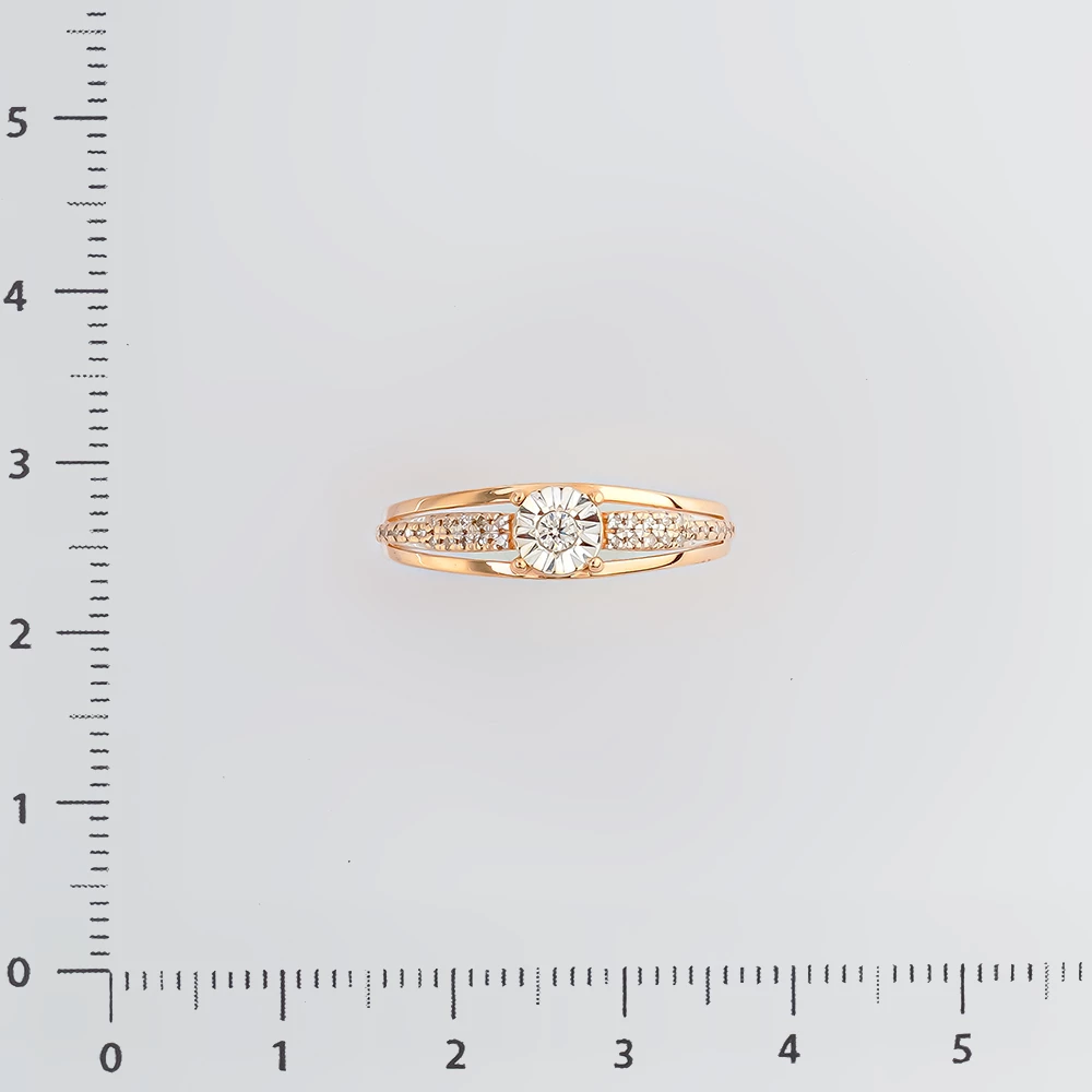 Кольцо с бриллиантом из красного золота 585 пробы