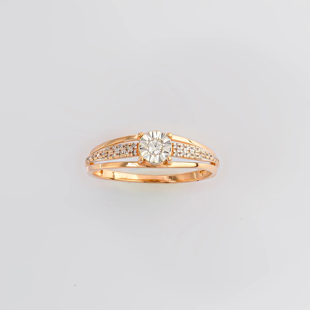 Кольцо с бриллиантом из красного золота 585 пробы