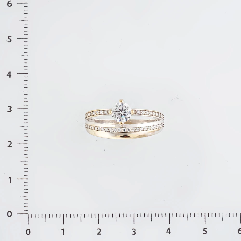 Кольцо с фианитом из красного золота 585 пробы