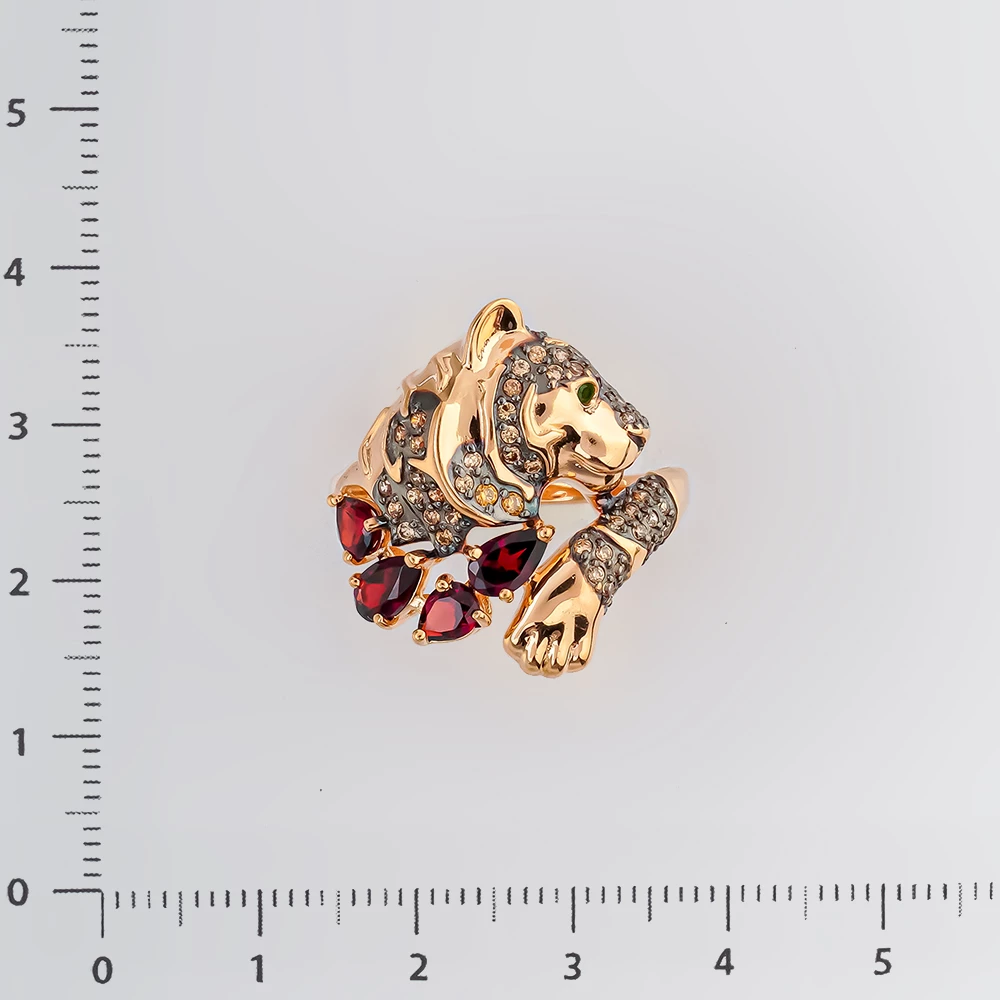 Кольцо с гранатом из красного золота 585 пробы