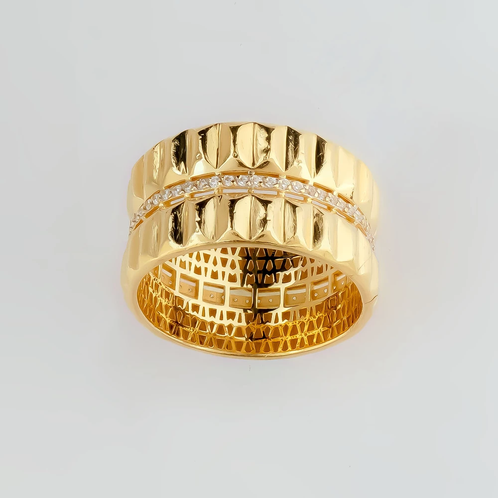 Кольцо с фианитом из желтого золота 585 пробы