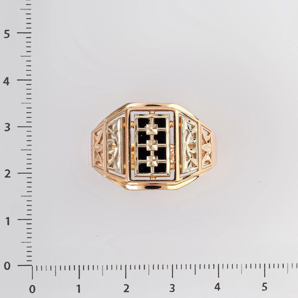 Кольцо с ониксом из красного золота 585 пробы