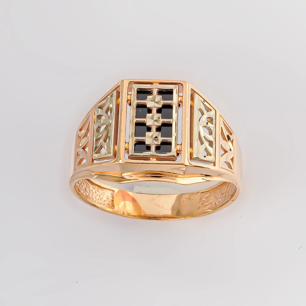 Кольцо с ониксом из красного золота 585 пробы