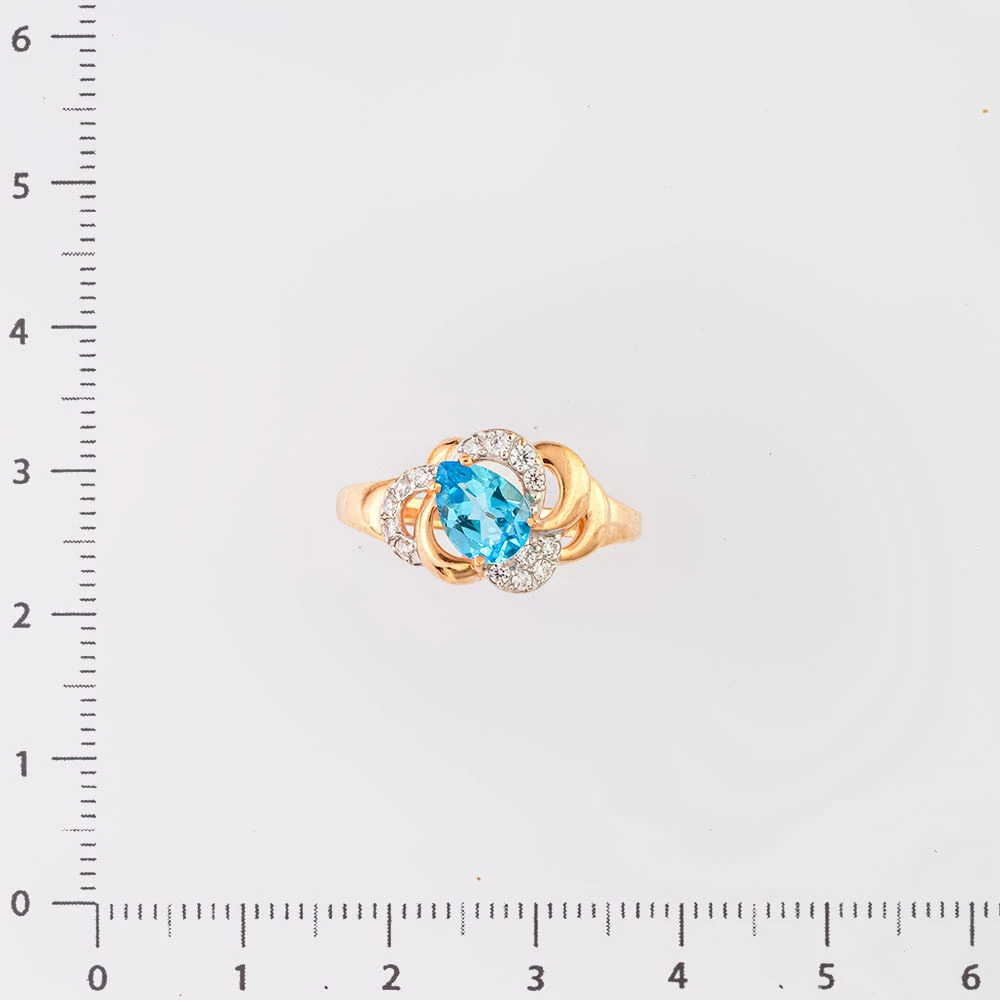 Кольцо с топазом из красного золота 585 пробы