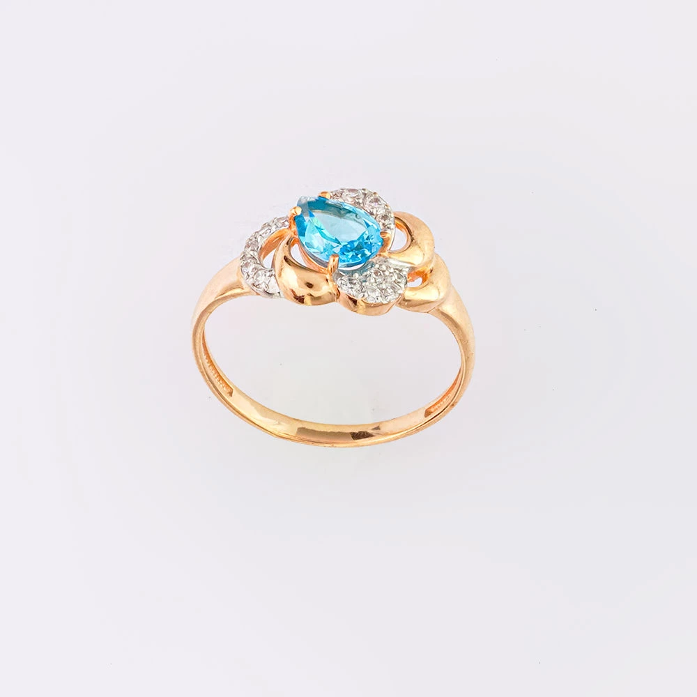 Кольцо с топазом из красного золота 585 пробы