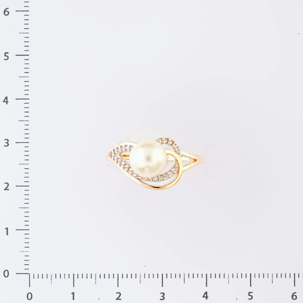 Кольцо с культивированным жемчугом из красного золота 585 пробы