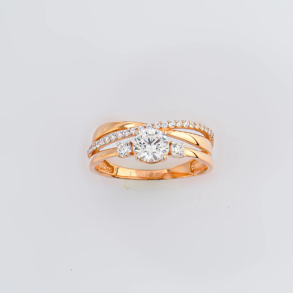 Кольцо с фианитом из красного золота 585 пробы Кольцо с фианитом из красного золота 585 пробы