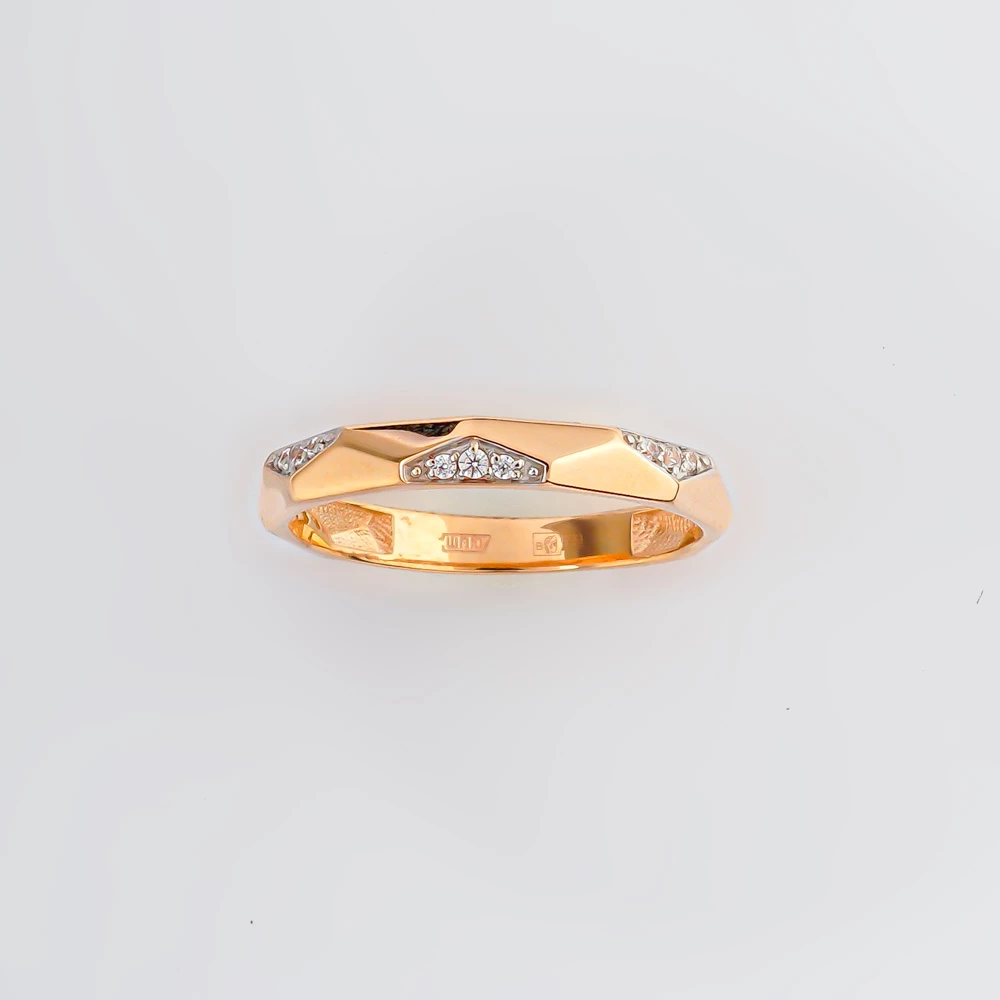 Кольцо с фианитом из красного золота 585 пробы