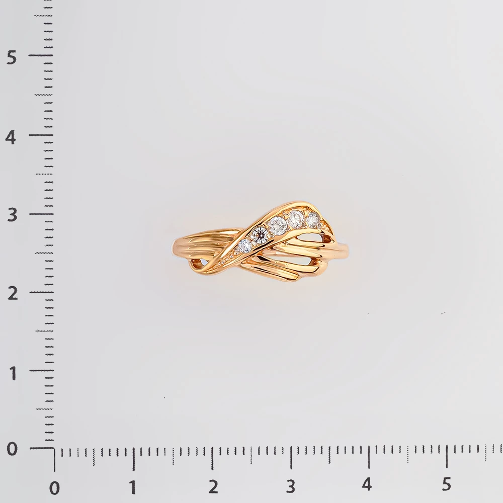 Кольцо с фианитом из красного золота 585 пробы