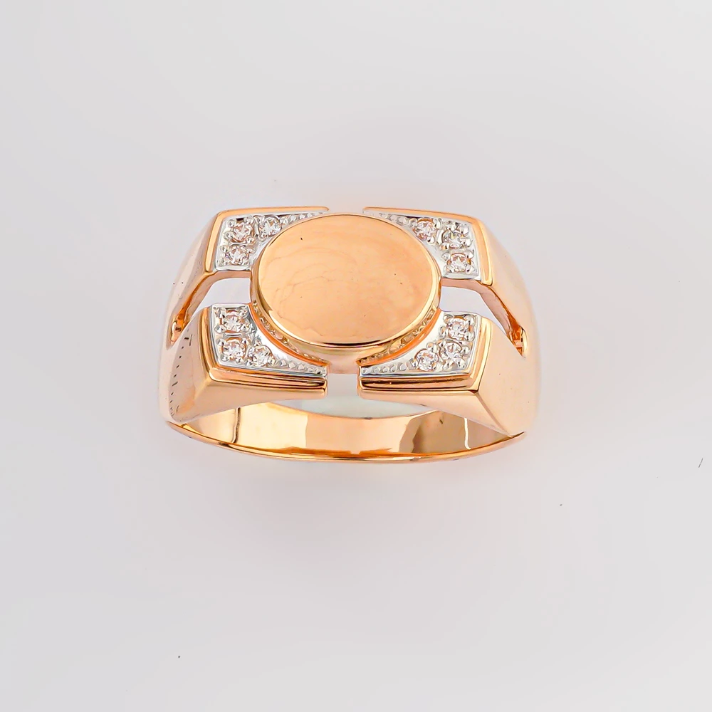 Кольцо с фианитом из красного золота 585 пробы