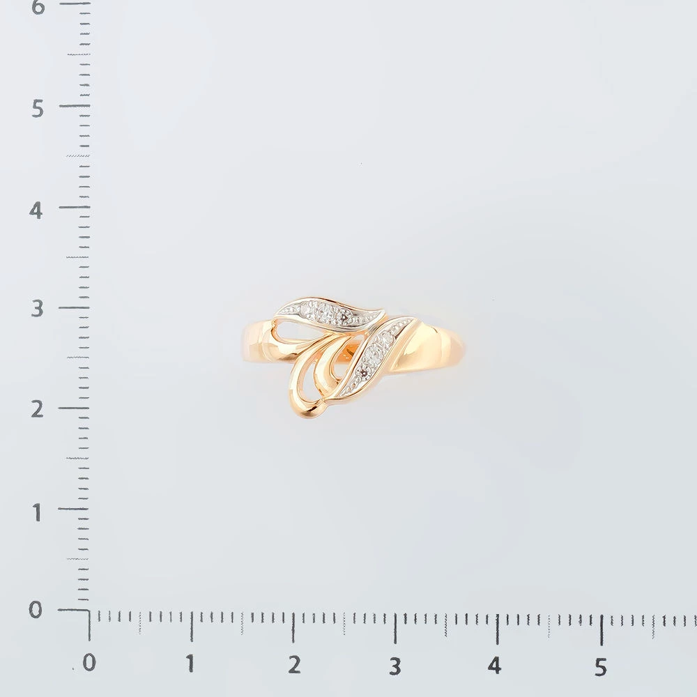 Кольцо с фианитом из красного золота 585 пробы